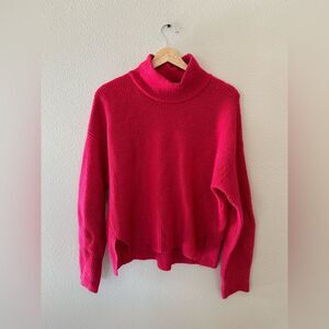 Abercrombie and Fitch Classic Easy Oversized Turtleneck Hot Pink Size S